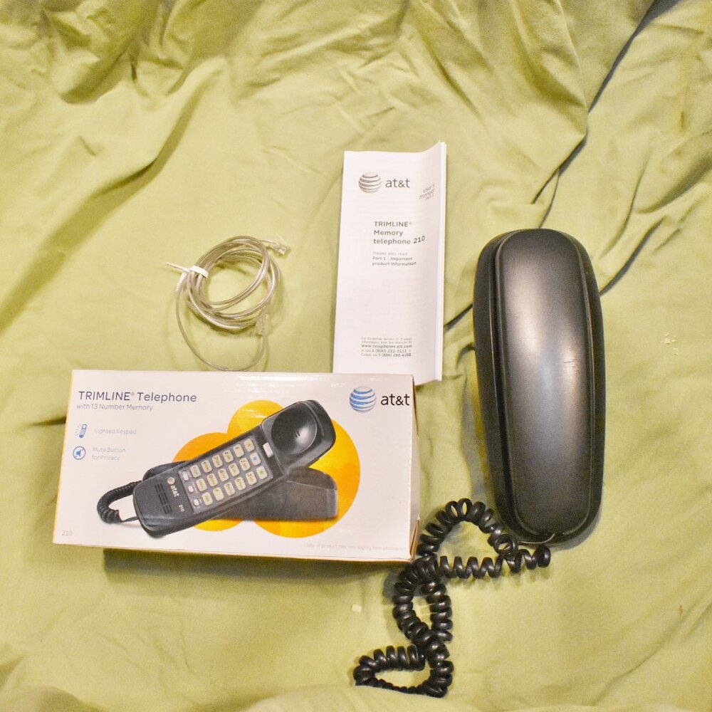 Vintage  AT&T Trimline 210 Push Button Wall or Desk Telephone  White Lucent tech